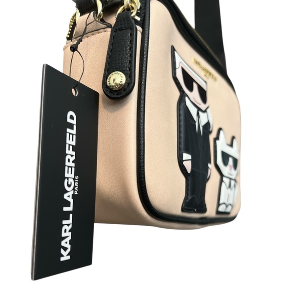 Karl Lagerfeld Black and Cream (Fawn) Crossbody Bag featuring Choupette - Picture 5 of 13